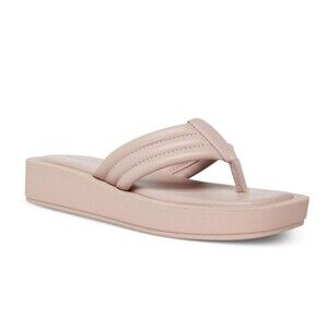 Madden Girl Womens 11 M Blush Pink Leather Puffy Flat Flip Flop Sandals NIB IE4